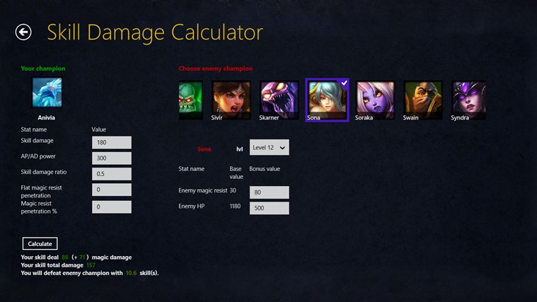 Self Mitigated Damage Calculator