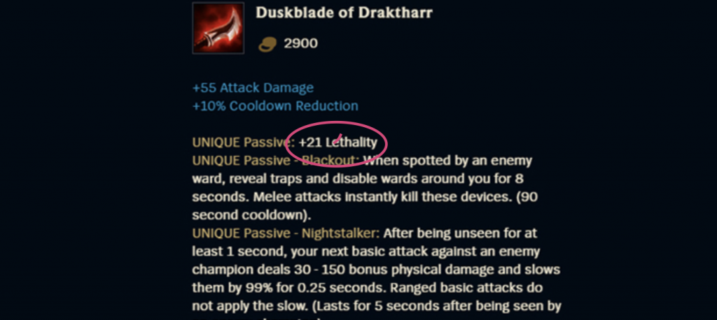 Lethality is a special effect in League of Legends which Riot released back in 2017. It's usually built on assassins and high damage carries.