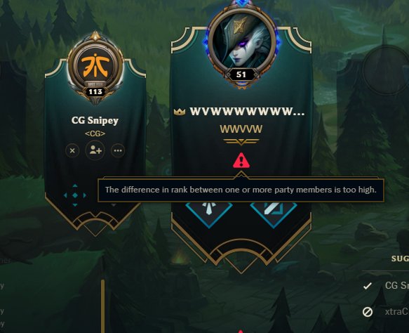 As soon as League was introduced, Riot Games have introduced a function called Rank Restrictions which keeps the game fair. This means that a Challenger player will never be able to play in ranked against Bronze ranked player