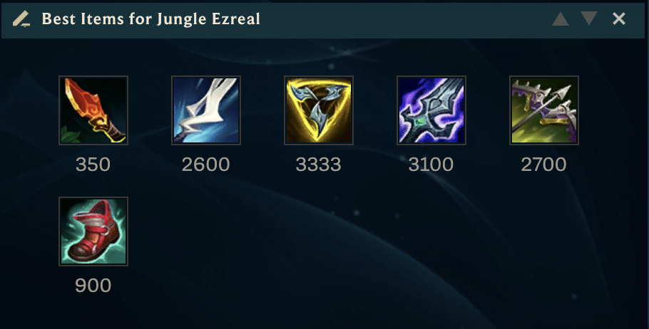 You can build Ezreal jungle in many different ways. However, these are the best items if you want to carry your ranked games with Ezreal in the jungle. You should really try this build out, you won't regret it. I promise.