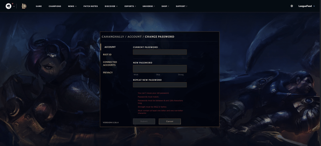 How to Change Your League of Legends Password?