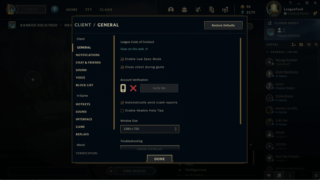 League of Legends Client Lag - Easy Fix Game Settings