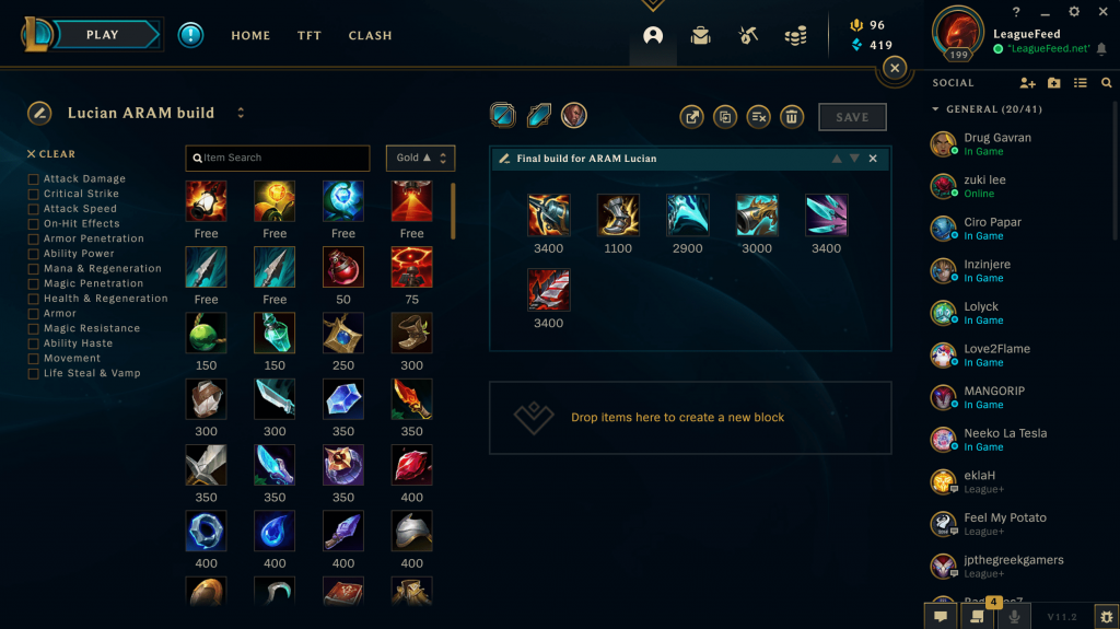 Kraken's is probably the best item on Lucian as it stacks well with his passive and Press the Attack rune, which allows you to melt your opponents in the blink of an eye! After you've bought Kraken's, you should (in most cases) go for Essence's Reaver as it's one of the most powerful items in Season 11. 