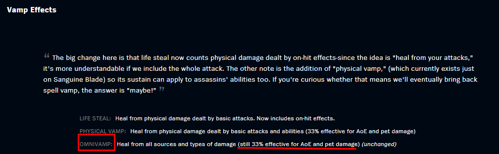 A lot of champions can benefit from a lot of omnivamp stats, but it works best on the fighters and bruisers as it helps them survive longer in the fight, which enables them to peel longer for their team.