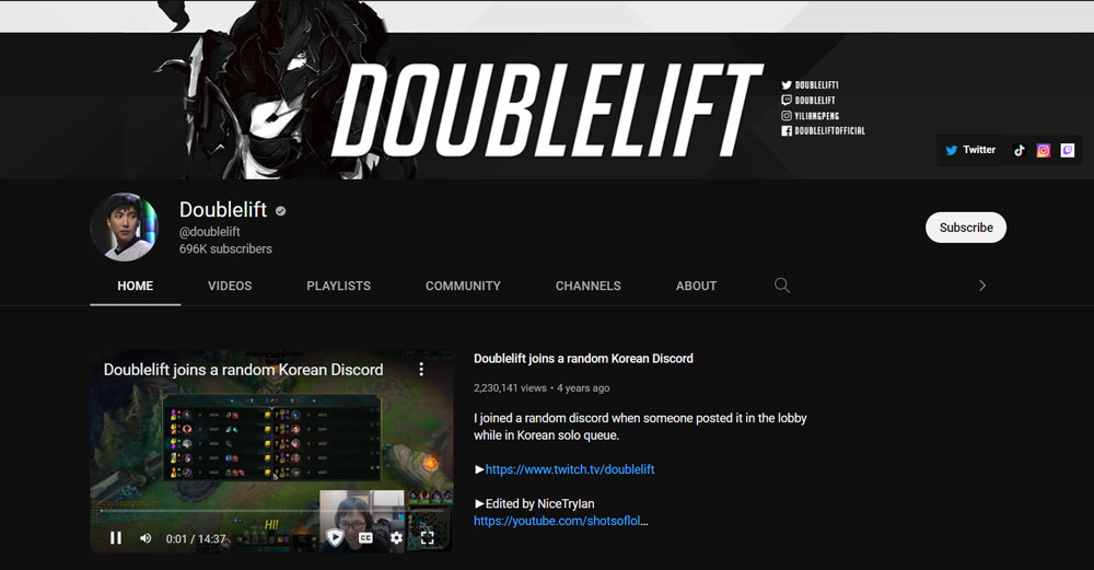 Top Best League of Legends YouTuber DoubleLift