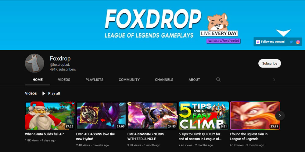 Top Best League of Legends YouTuber Foxdrop