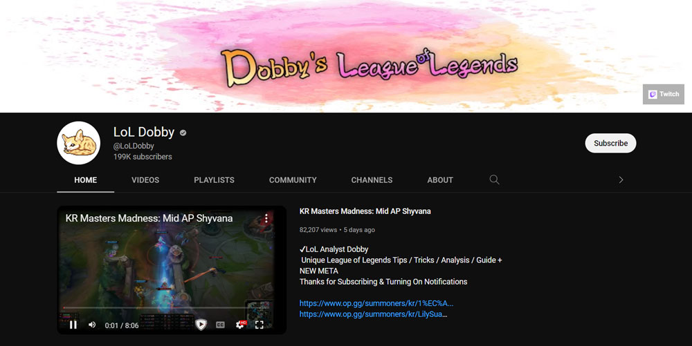 Top Best League of Legends YouTuber LoL Dobby