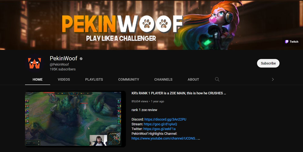 Top Best League of Legends YouTuber PekinWoof