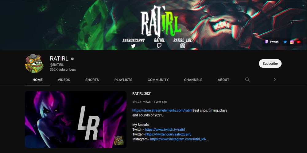 Top Best League of Legends YouTuber RatIRL