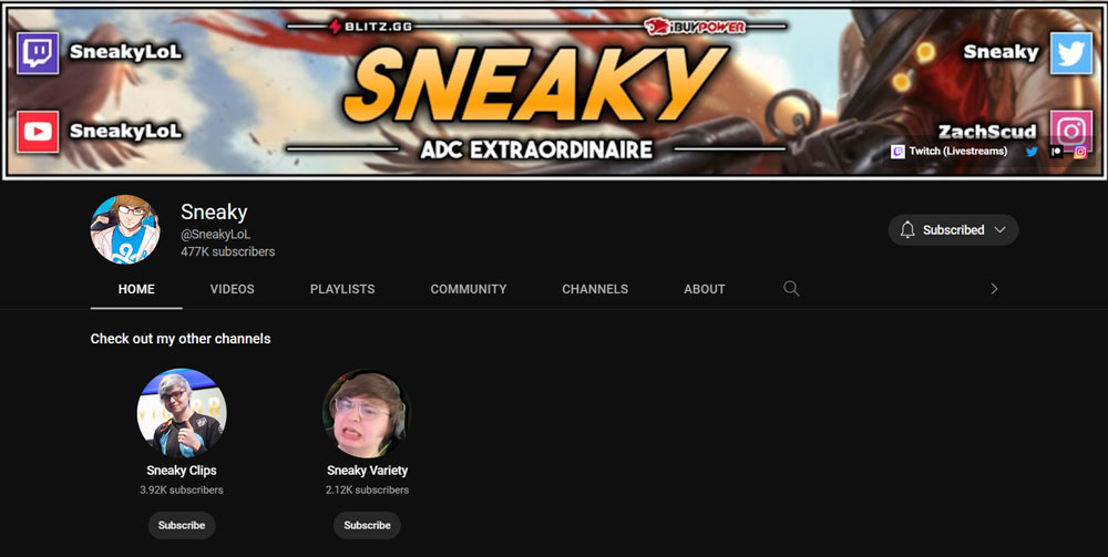 Top Best League of Legends YouTuber Sneaky