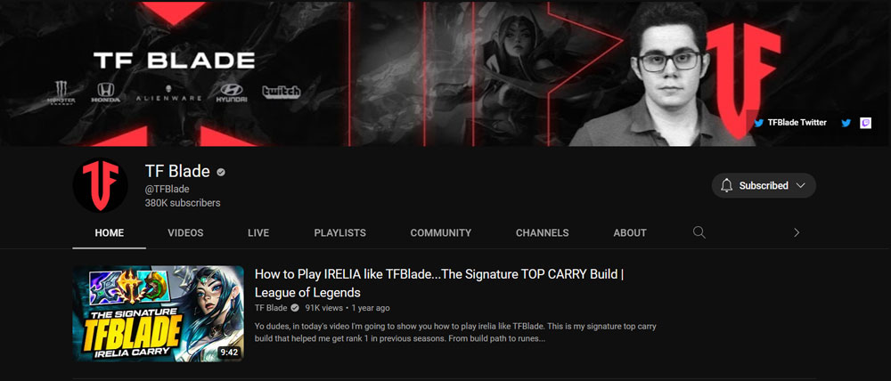 Top Best League of Legends YouTuber TF Blade