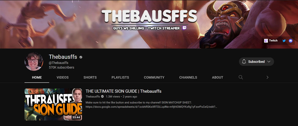 Top Best League of Legends YouTuber Thebausffs