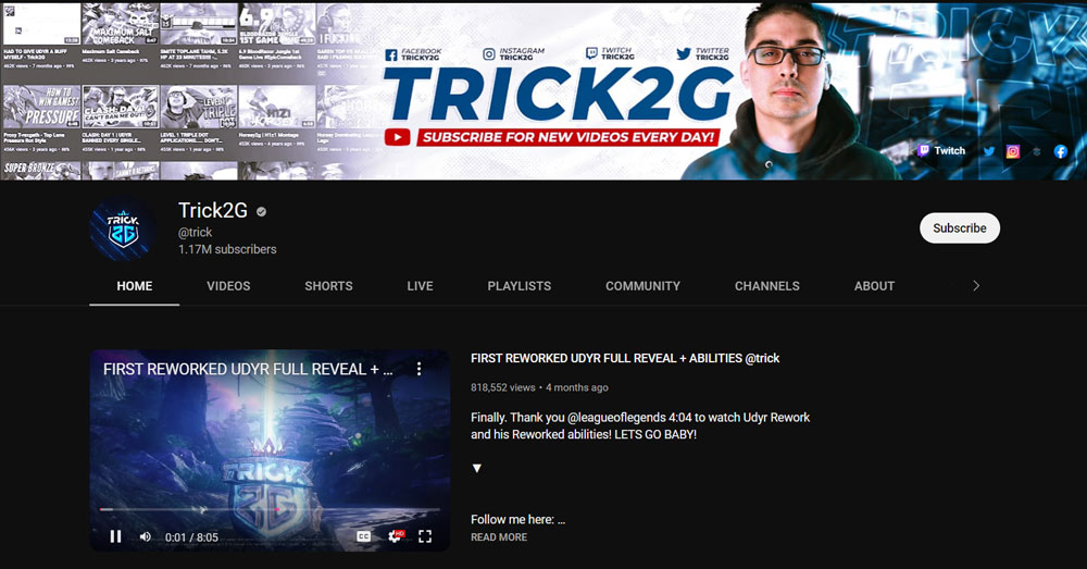 Top Best League of Legends YouTuber Trick2G